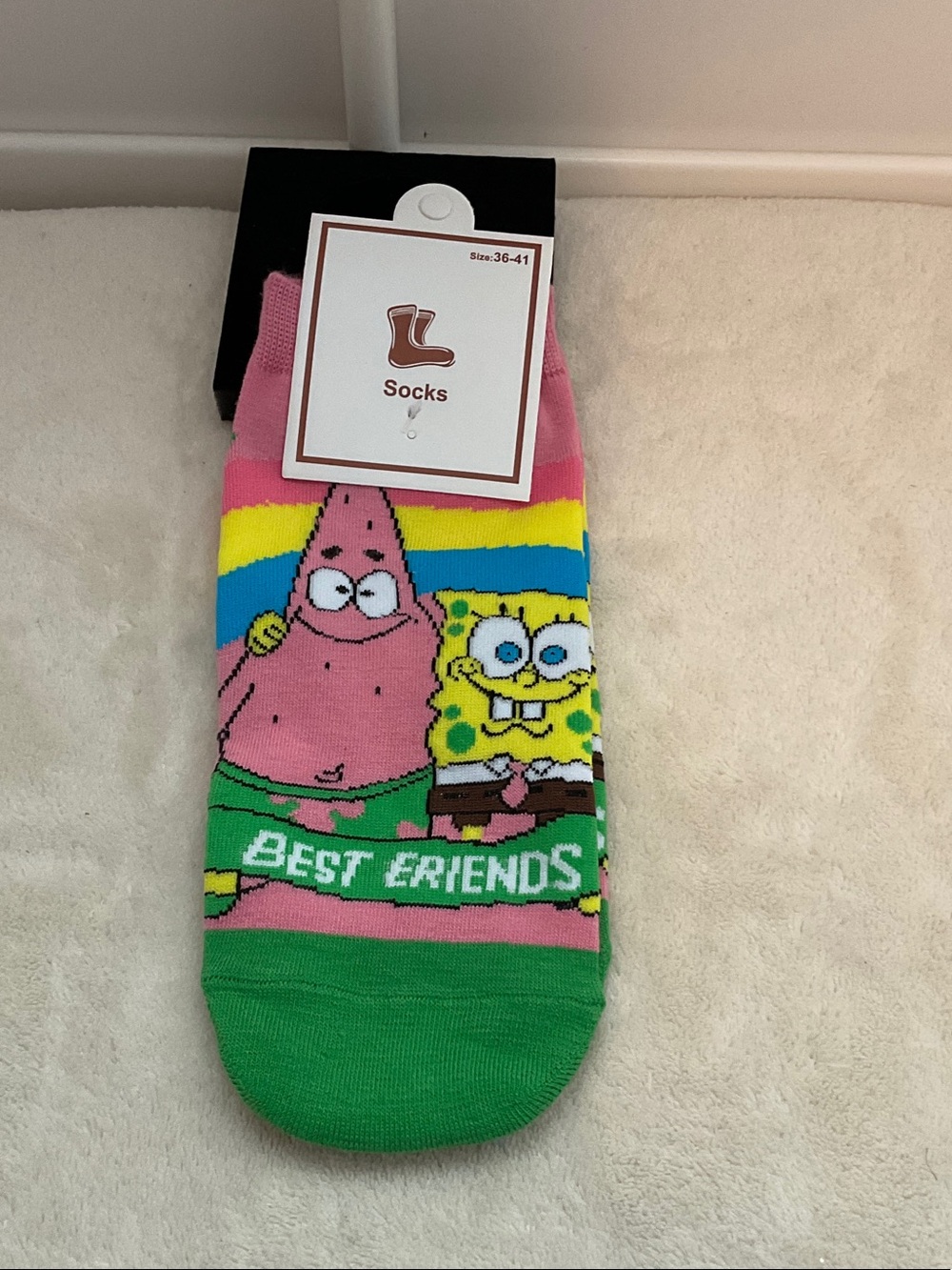 Men's Pink & Green 'Best Friends' Cartoon Crew Socks